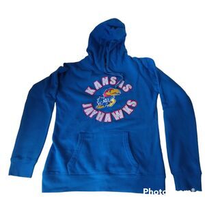 Kansas Jayhawks Hoodie Sweatshirt Size XL Blue KU Football Sports Fall Stadium